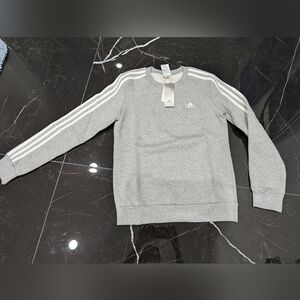 Adidas Women's Gray Sweatshirt with White Stripes